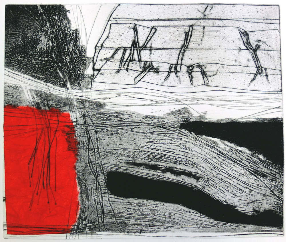 drypoint-collagraph-chine-colle